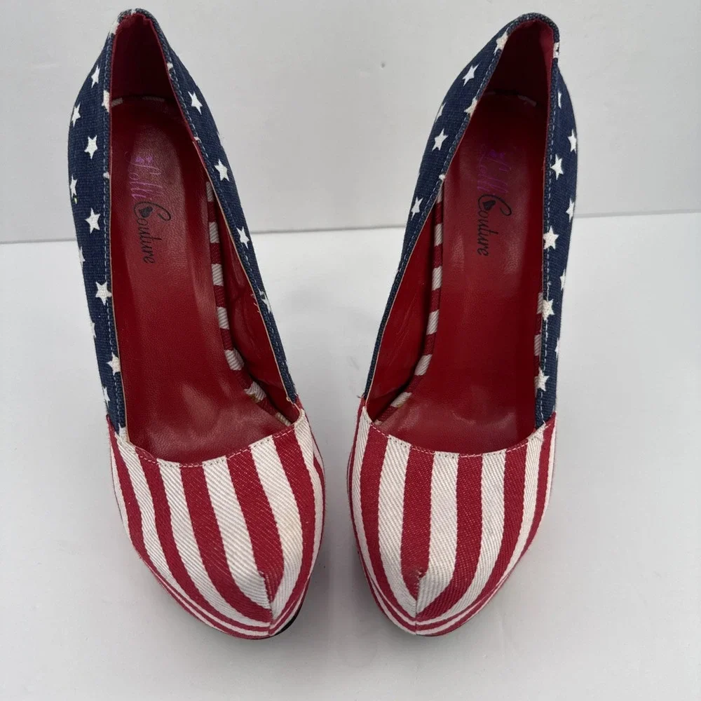 Liliana Red White & Blue American Flag Womens Shoes Size 8